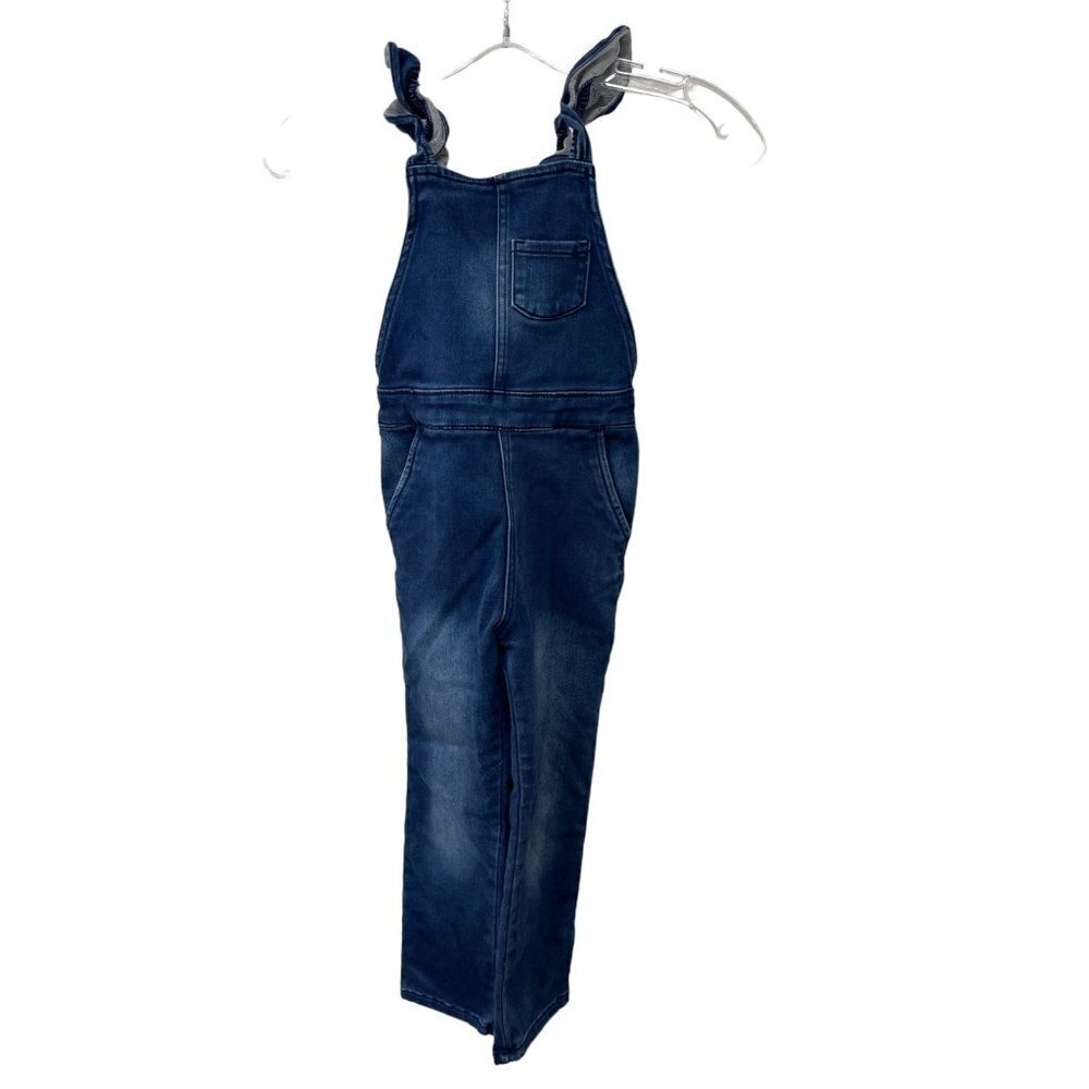 Oshkosh Bib Overalls Denim Stretchy Ruffles Girls Size 5T